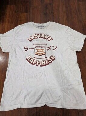 Maru-chan Instant Lunch Ramen 'Instant Happiness' White Graphic Tee